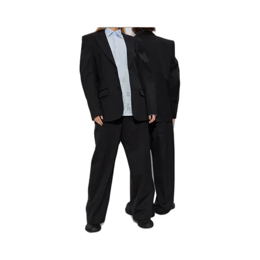 Padded-Shoulder Wool Blazer