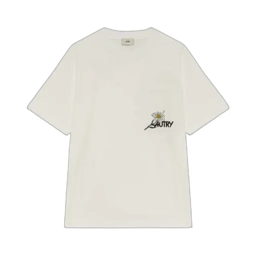 Flower-Embroidered Pocket T-Shirt
