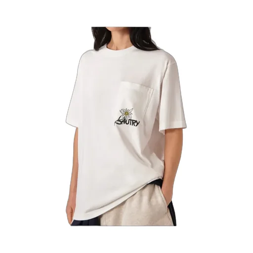 Flower-Embroidered Pocket T-Shirt