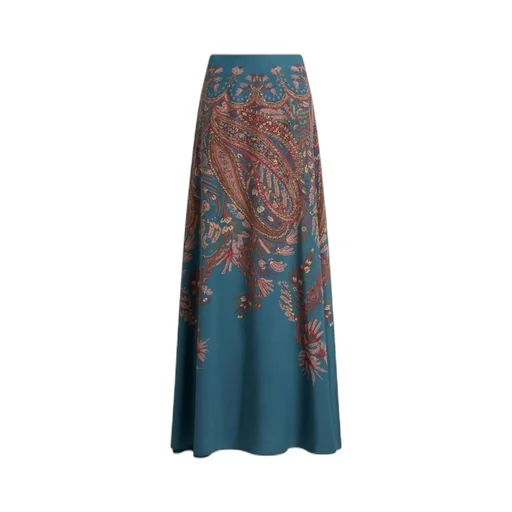 Silk Maxi Skirt With Placed Print