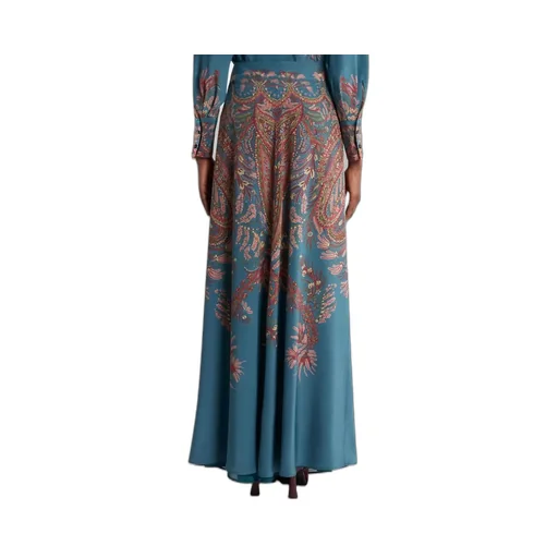 Silk Maxi Skirt With Placed Print
