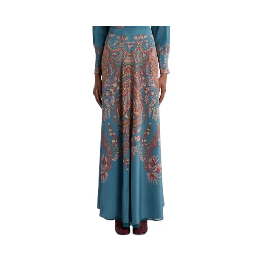 Silk Maxi Skirt With Placed Print