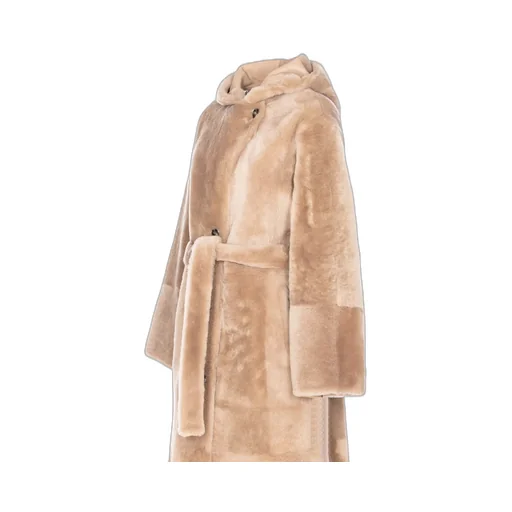 Yves Salomon Belted Hooded Fur Coat