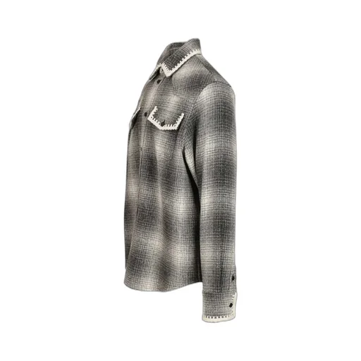 Checked Crochet-Trimmed Shirt Jacket