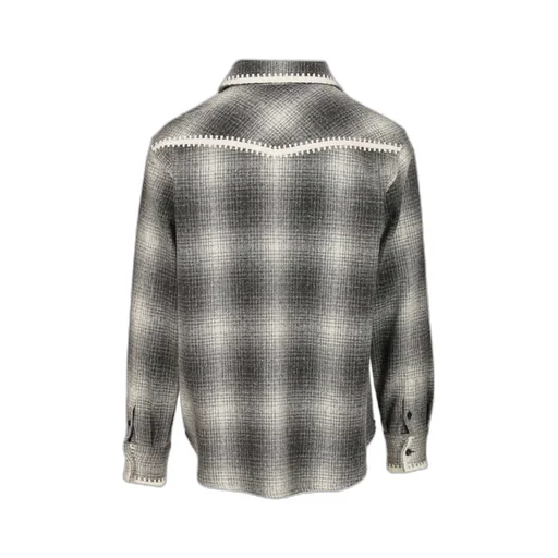 Checked Crochet-Trimmed Shirt Jacket