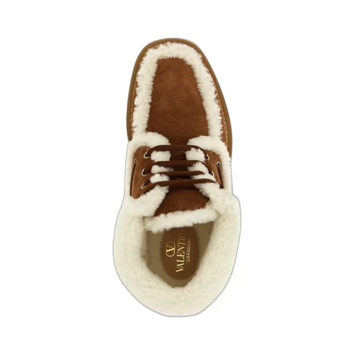 Vlogo-Detail Lace-Up Leather Boots