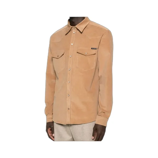 Corduroy Button-Fastening Shirt Jacket