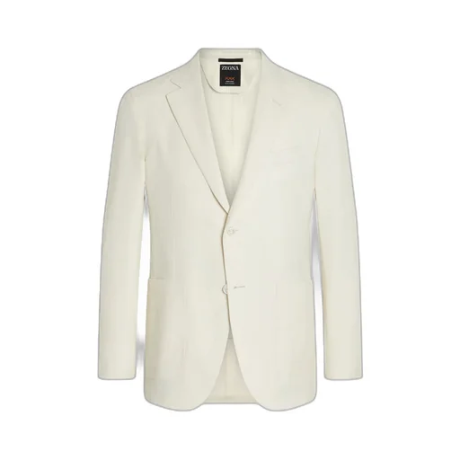 White Oasi Lino Blue Flower Jacket