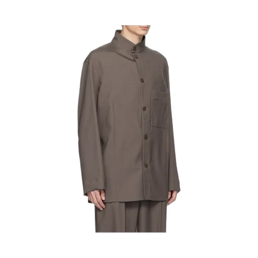 Dark Taupe Silk And Wool Overshirt