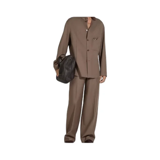 Dark Taupe Silk And Wool Overshirt