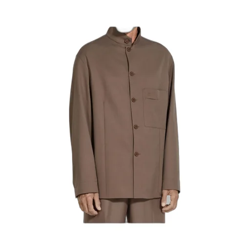 Dark Taupe Silk And Wool Overshirt
