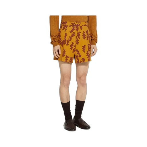 Ochre And Brick Red Oasi Lino Shorts