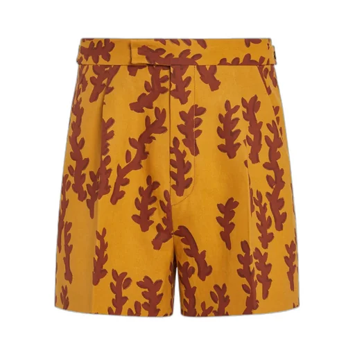 Ochre And Brick Red Oasi Lino Shorts