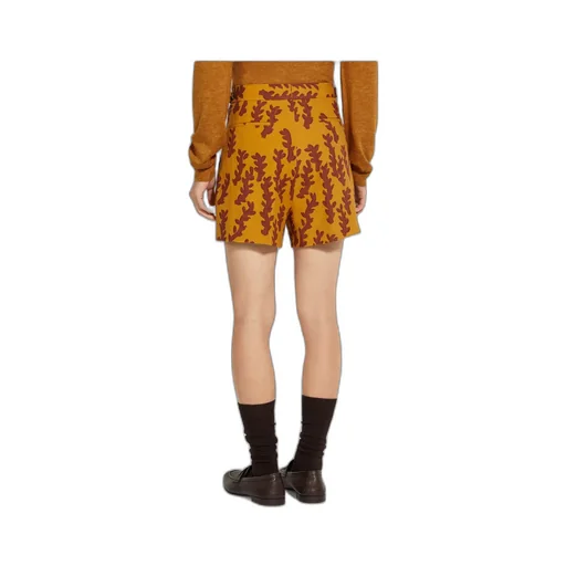 Ochre And Brick Red Oasi Lino Shorts