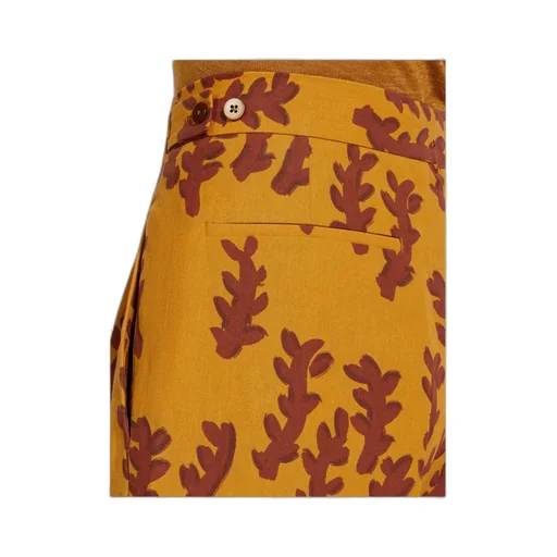 Ochre And Brick Red Oasi Lino Shorts