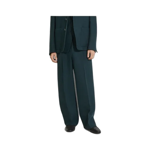 Dark Teal Blue Oasi Lino Pants