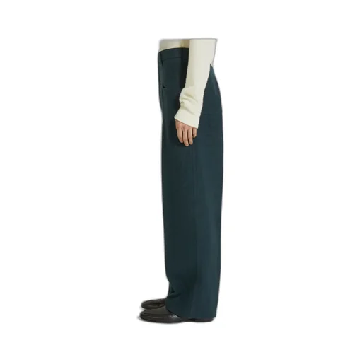Dark Teal Blue Oasi Lino Pants