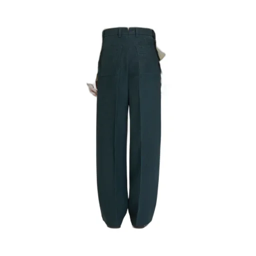 Dark Teal Blue Oasi Lino Pants