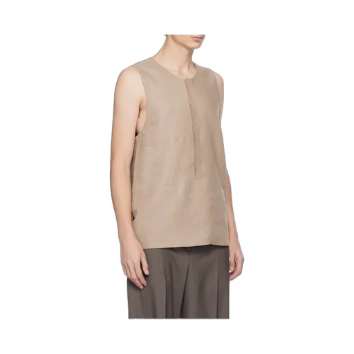 Light Taupe Oasi Lino Tank Shirt