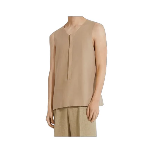 Light Taupe Oasi Lino Tank Shirt