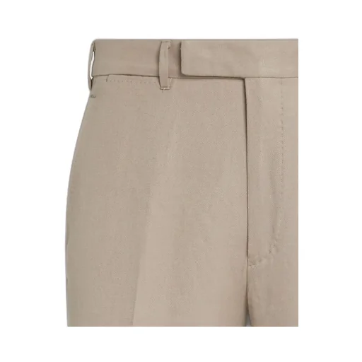 Light Taupe Oasi Lino Blue Flower Pants