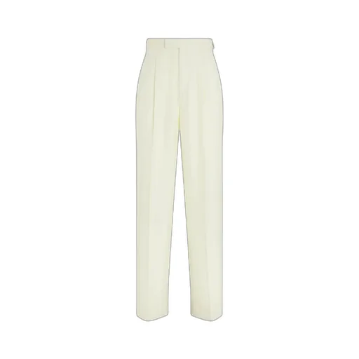 Light Yellow Silk And Wool Pants