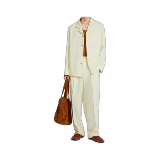 Light Yellow Silk And Wool Pants