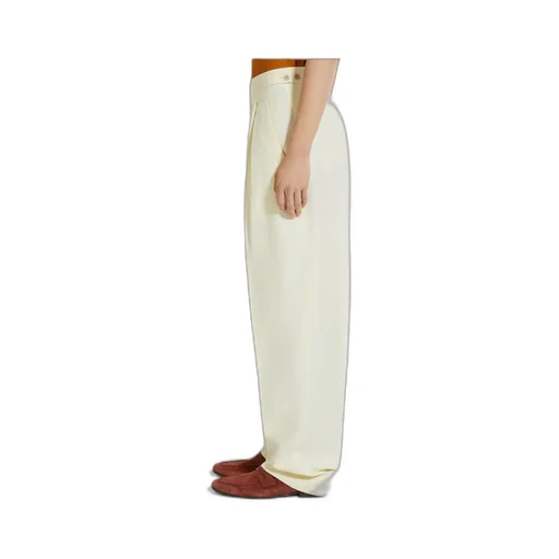 Light Yellow Silk And Wool Pants