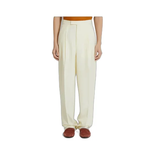 Light Yellow Silk And Wool Pants