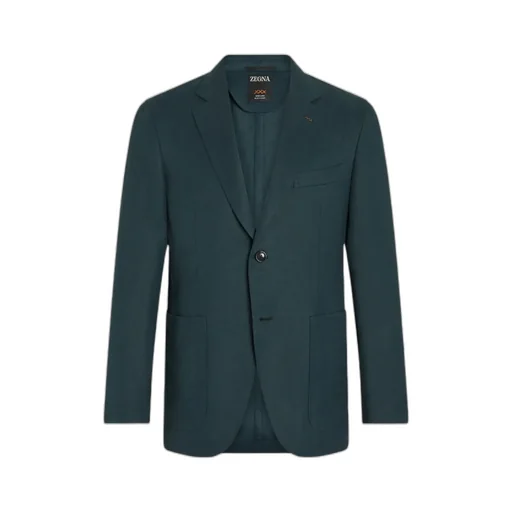 Dark Teal Blue Oasi Lino Blue Flower Jacket