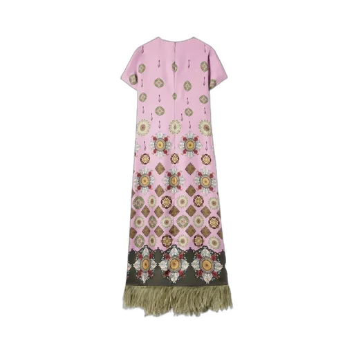 Swing Feather-Trimmed Maxi Dress
