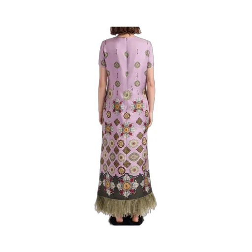 Swing Feather-Trimmed Maxi Dress
