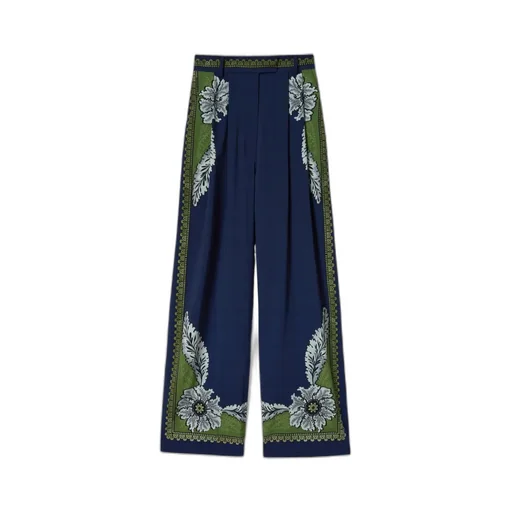 Brooklyn Floral-Print Pleated Trousers