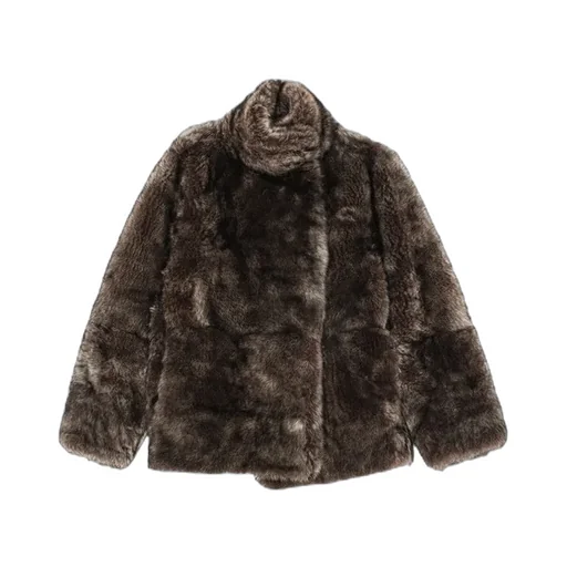 High-Necked Woolen Fur Coat