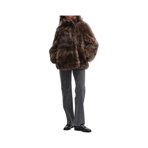High-Necked Woolen Fur Coat