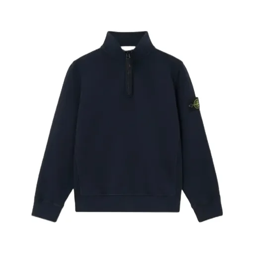 Stone Island Junior Logo Patch Half-Zip Sweatshirt