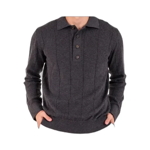Long-Sleeve Ribbed Polo Shirt