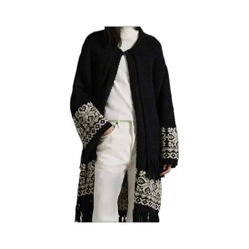 Fairisle-Pattern Fringed Cardigan