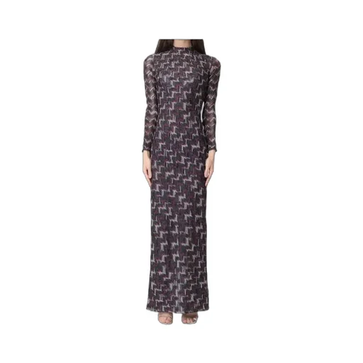 Long-Sleeve Patterned Maxi Dress
