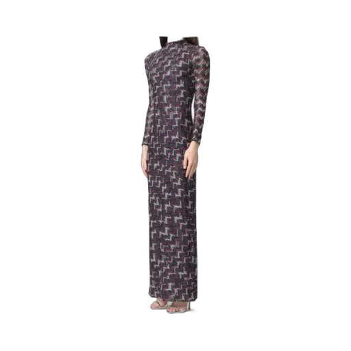 Long-Sleeve Patterned Maxi Dress