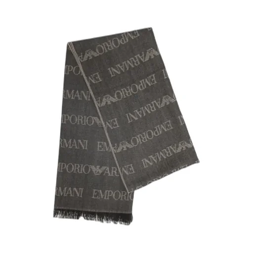 Emporio Armani Logo Patterned Fringed Scarf