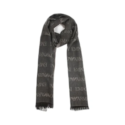 Emporio Armani Logo Patterned Fringed Scarf