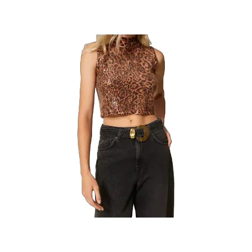 Leopard-Print Sequin-Embellished Top