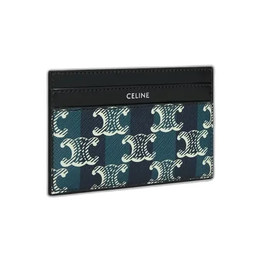 Medium Card Holder In Striped Triomphe Canvas And Calfskin