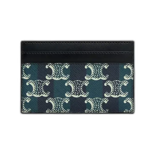 Medium Card Holder In Striped Triomphe Canvas And Calfskin