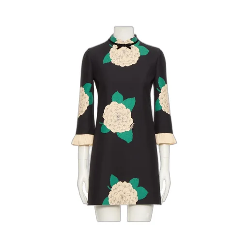 Valentino	Floral Printed High Neck Mini Dress