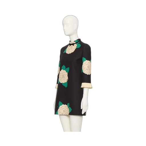 Valentino	Floral Printed High Neck Mini Dress