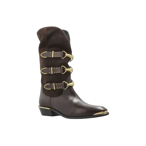 30Mm Buckle-Detail Suede Leather Boots
