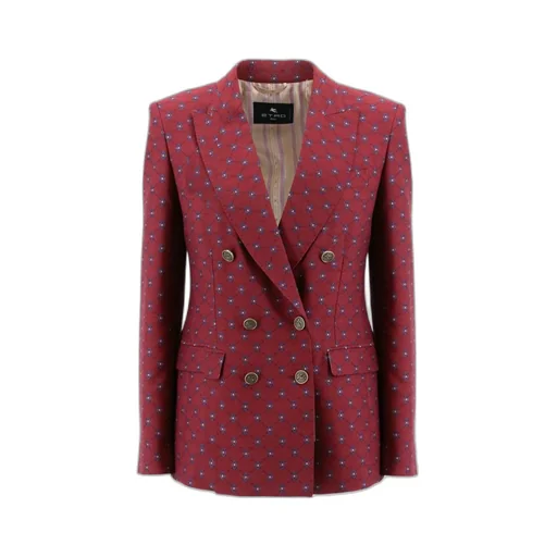 Paisley-Print Double-Breasted Blazer