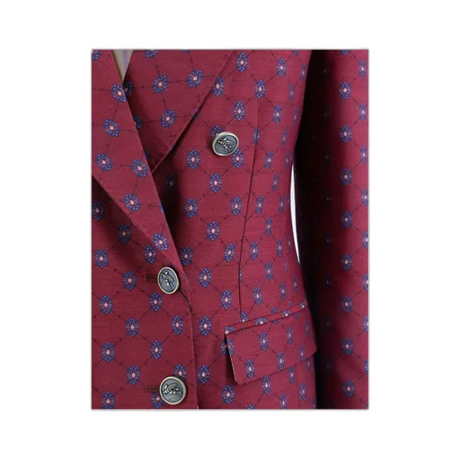 Paisley-Print Double-Breasted Blazer
